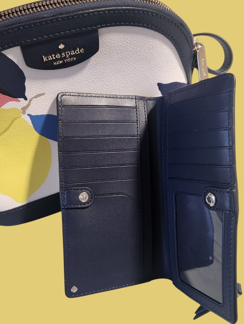 Kate Spade "Sylvia" Lemon Zest Dome Crossbody , Wallet And Dusty - Picture 6 of 12